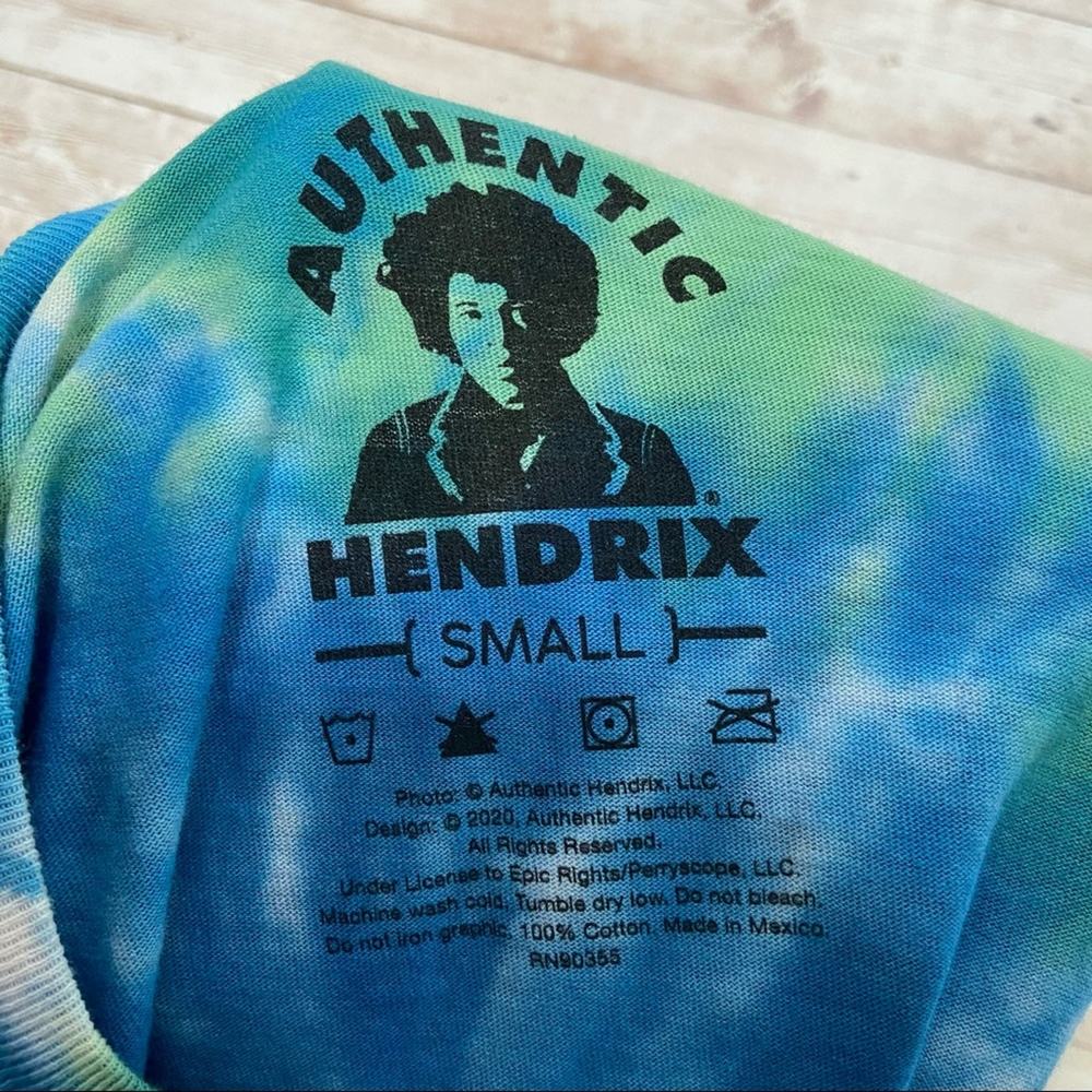 NWOT Jimi Hendrix Tie Dye Graphic Band T-Shirt Blue Pink Boho Festival Size S - Picture 6 of 8